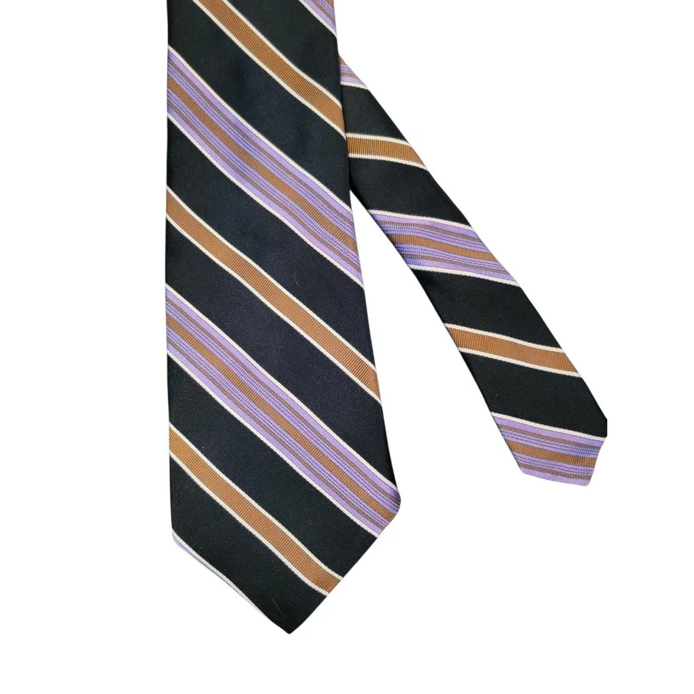 Robert Talbott Best of Class Silk Striped Tie Lavender‎ Tan Black Men 58